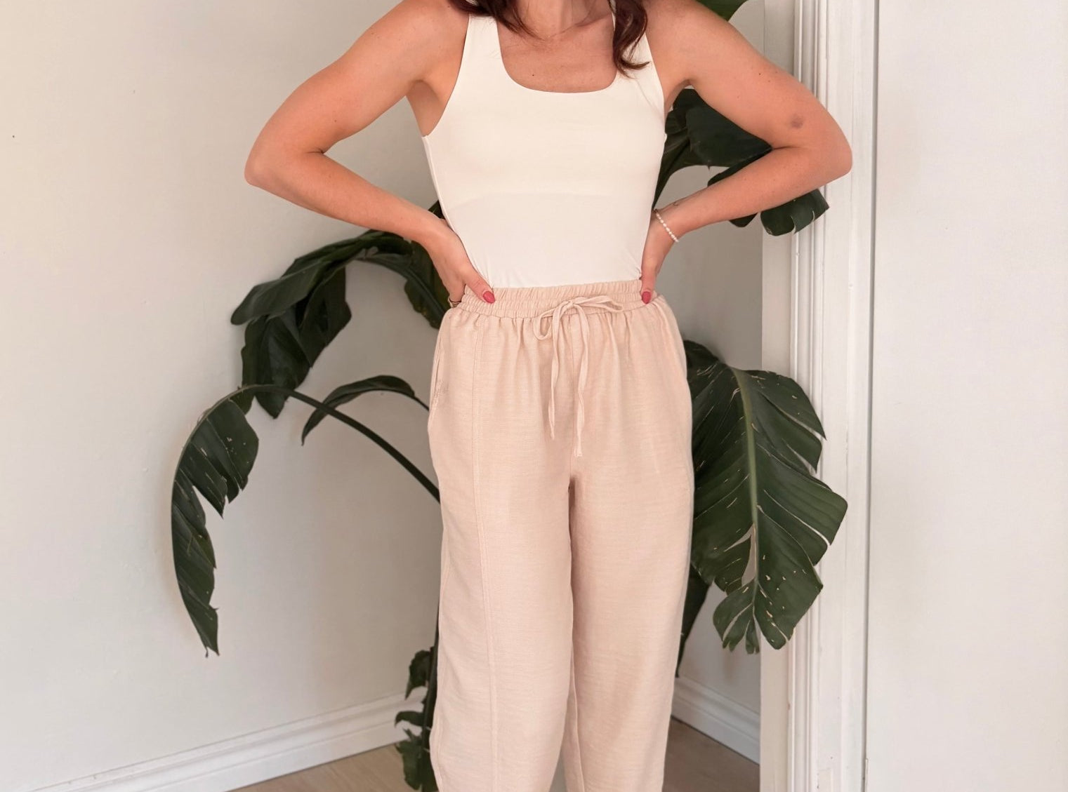 The Maureen Elastic Waist Front Tie Lounge Pants - Love and Lee Apparel