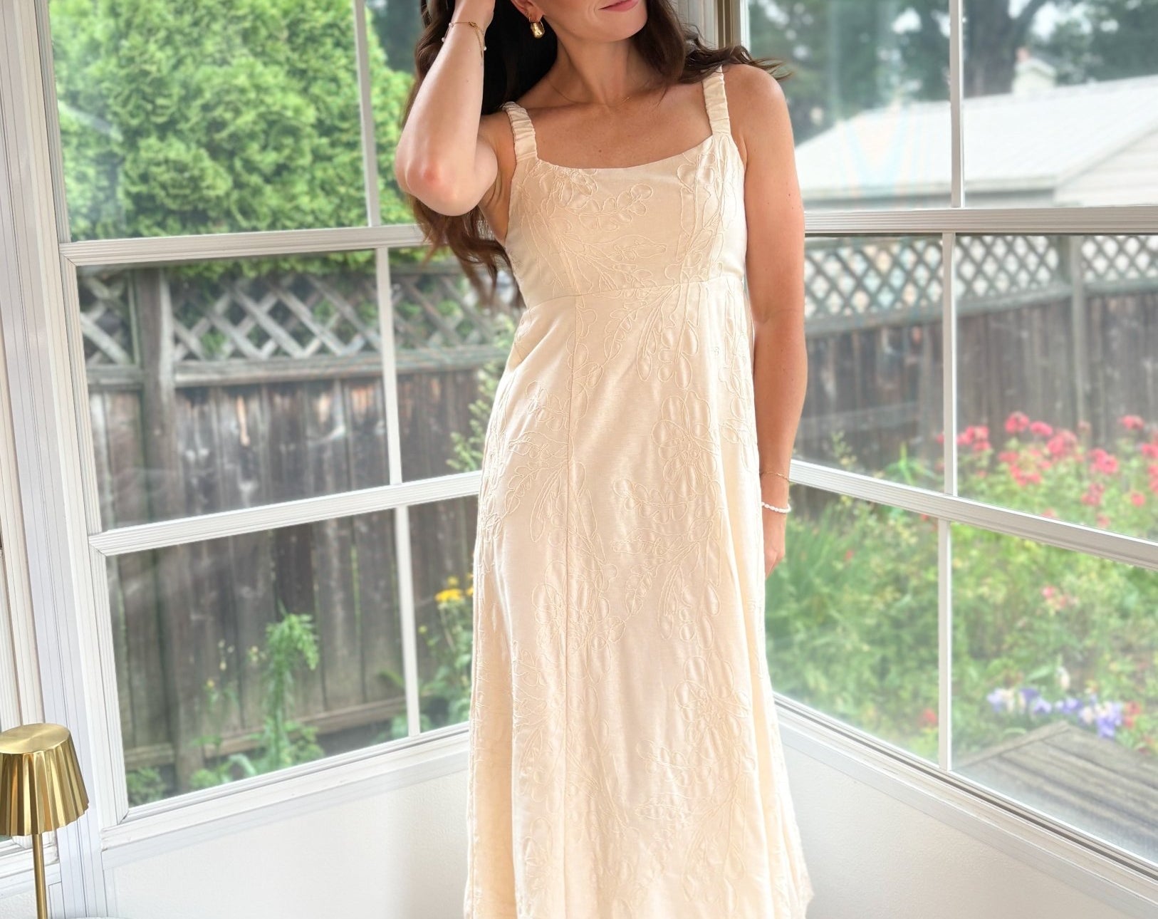 Iris Textured Floral Embroidery Midi Dress - Love and Lee Apparel