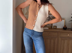 The Kyleigh Colourblock Button Front Knit Top - Love and Lee Apparel