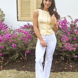 The Lexi Scallop Lace Trim Button Down Sleeveless Vest Blouse - Love and Lee Apparel