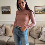 The Juliette Long Sleeve Knit Turtle Neck in Soft Pink - Love and Lee Apparel