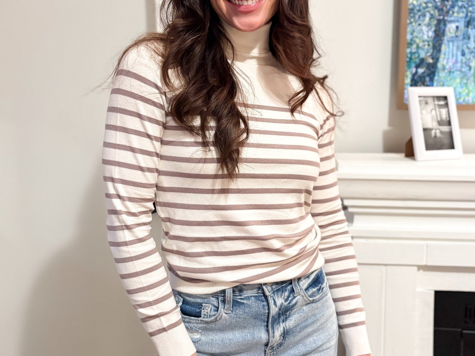 The Joanna Long Sleeve Turtle Neck Striped Knit Top - Love and Lee Apparel