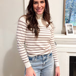The Joanna Long Sleeve Turtle Neck Striped Knit Top - Love and Lee Apparel