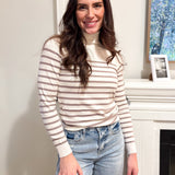The Joanna Long Sleeve Turtle Neck Striped Knit Top - Love and Lee Apparel