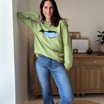 Fish Graphic Long Sleeve Knit Pullover Sweater - Love and Lee Apparel