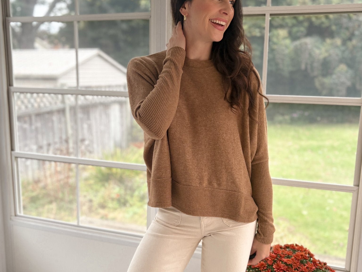 The Harrington Brushed Melange Hacci Dolman Sleeve Sweater - Love and Lee Apparel