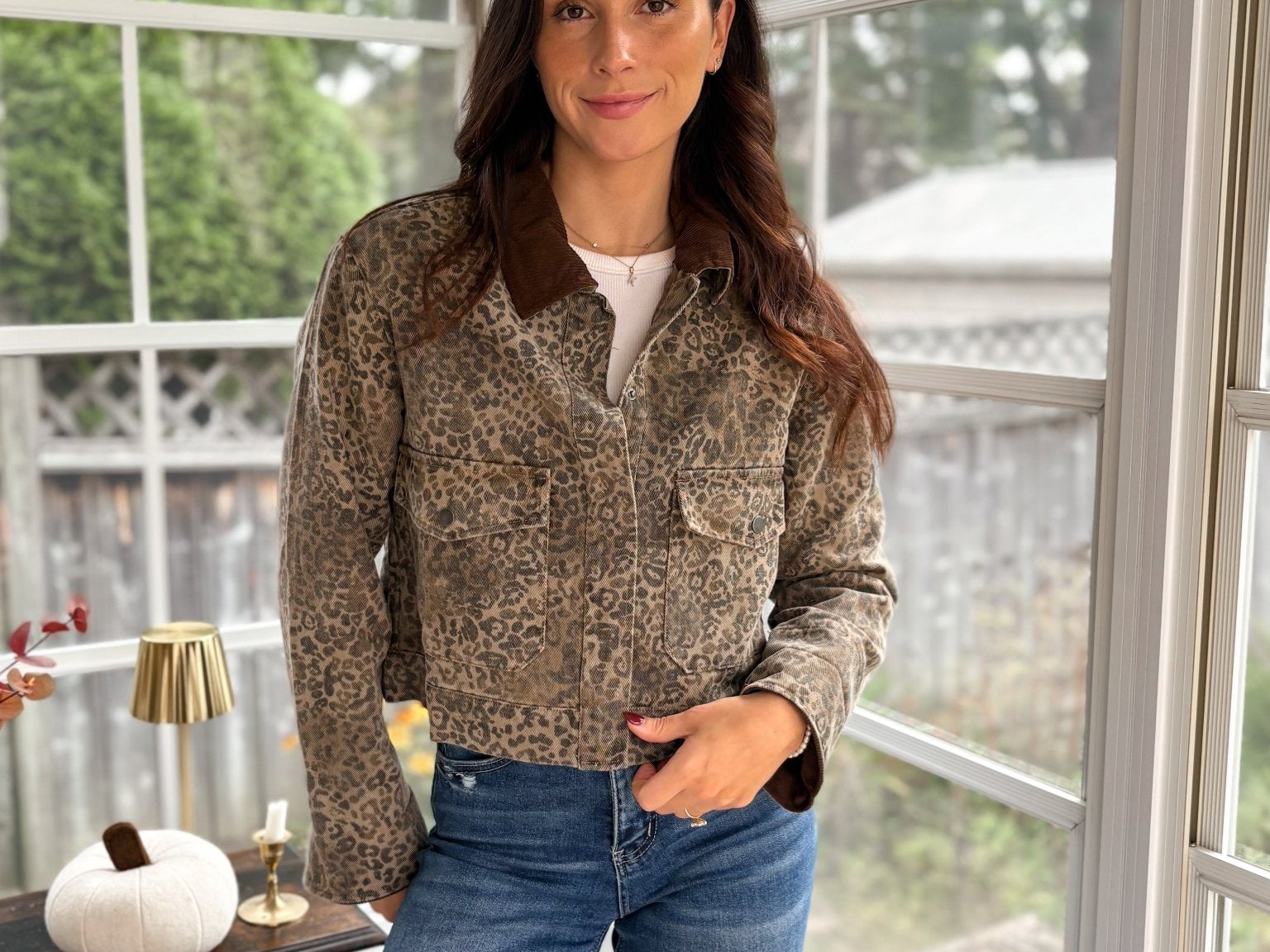 Wildwood Printed Jacket with Corduroy Collar - Love and Lee Apparel