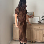 The 'Harvest Gathering' Satin Lace Hem Slip-On Pencil Skirt - Love and Lee Apparel
