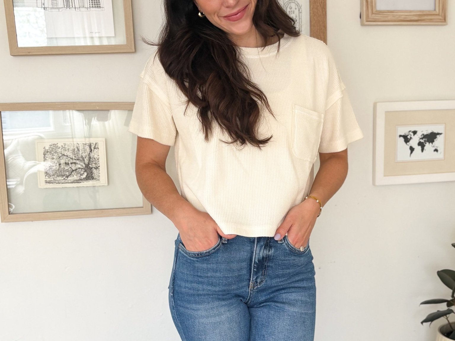 The Erika Ribbed Pocket Detail Short Sleeve Knit Top - Love and Lee Apparel