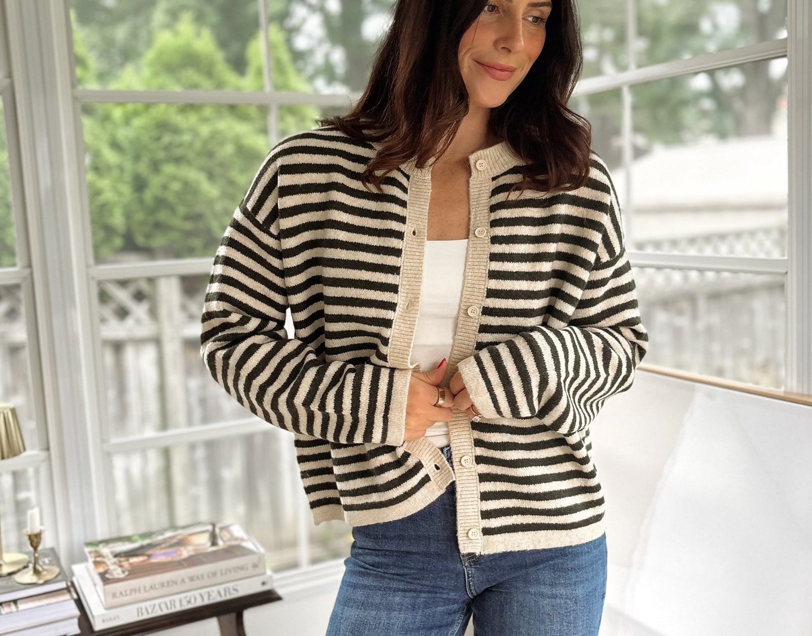 'Row Club' Striped Cardigan - Love and Lee Apparel