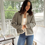 'Row Club' Striped Cardigan - Love and Lee Apparel