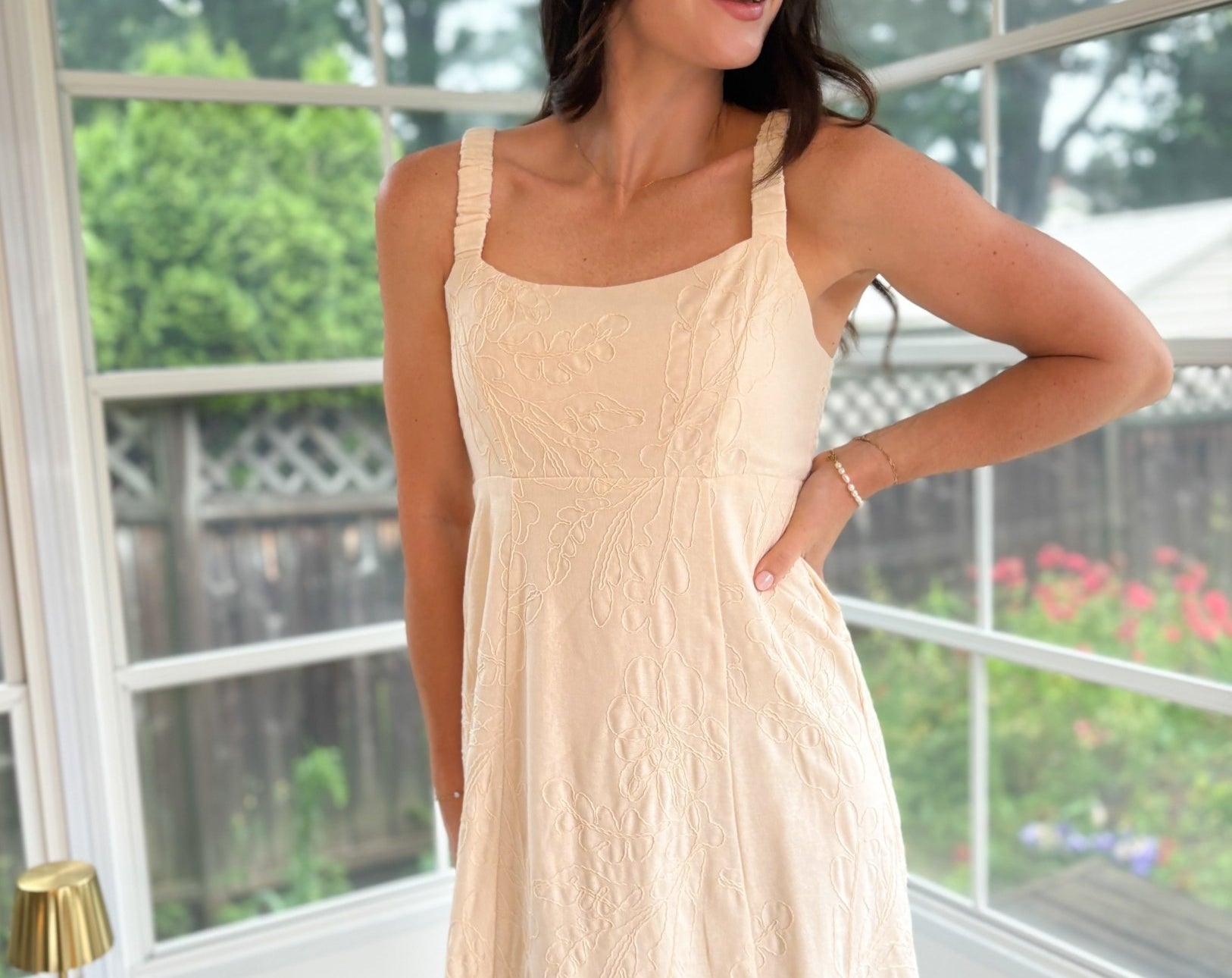 Iris Textured Floral Embroidery Midi Dress - Love and Lee Apparel