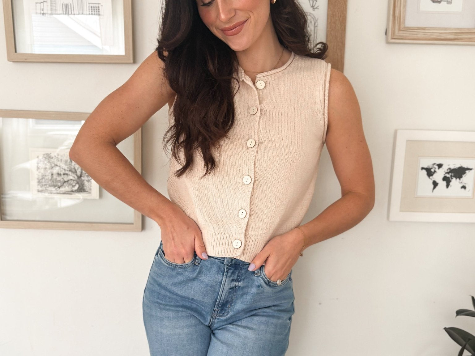 The Dakota Raw Edge Button Down Knit Cardigan Vest Top - Love and Lee Apparel