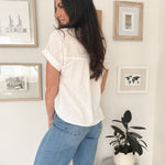The Dorthy Ruched Shoulder Detail Short Sleeve Henley Top - Love and Lee Apparel