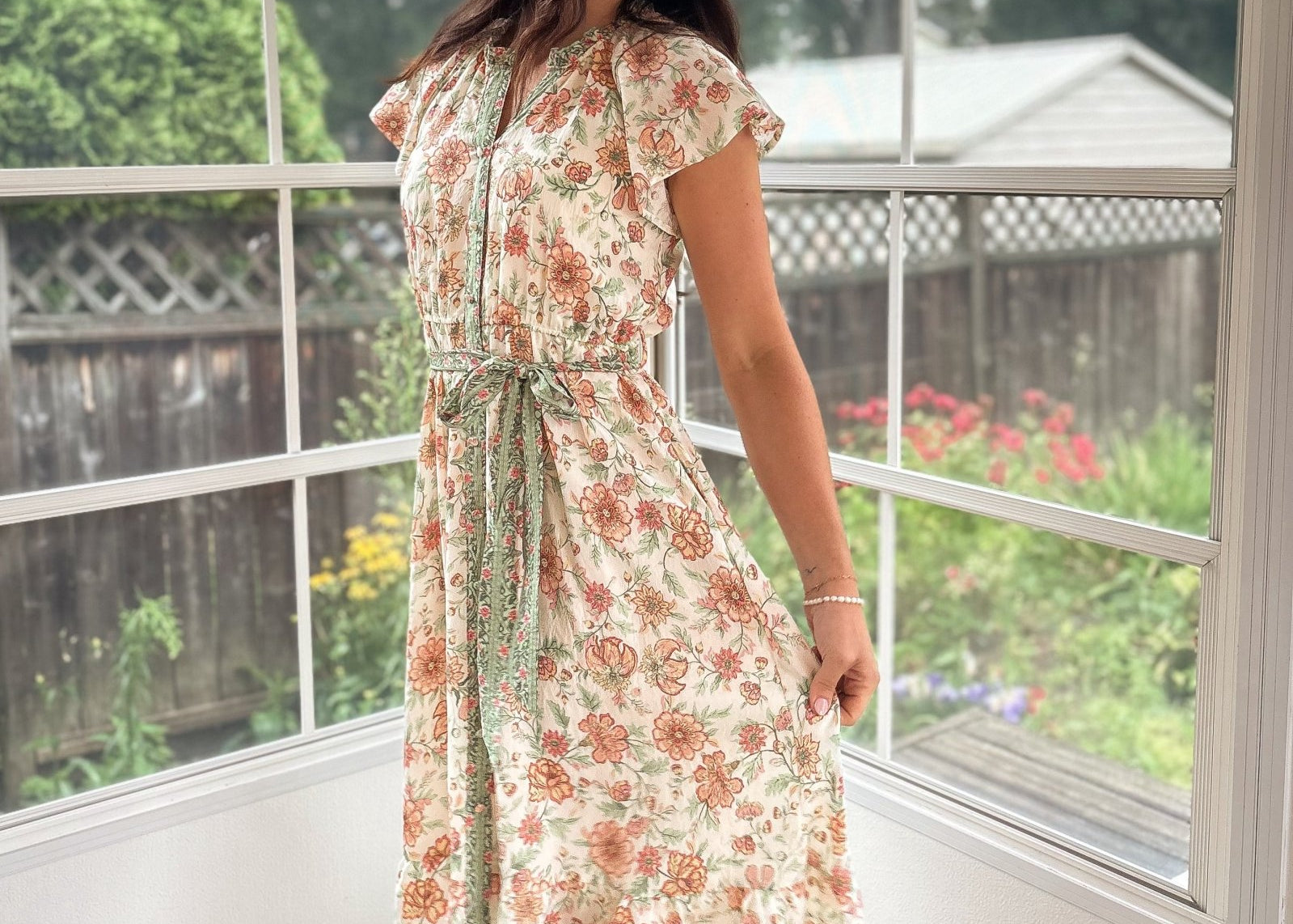 Hera Short Sleeve Belted Midi Dress - Love and Lee Apparel