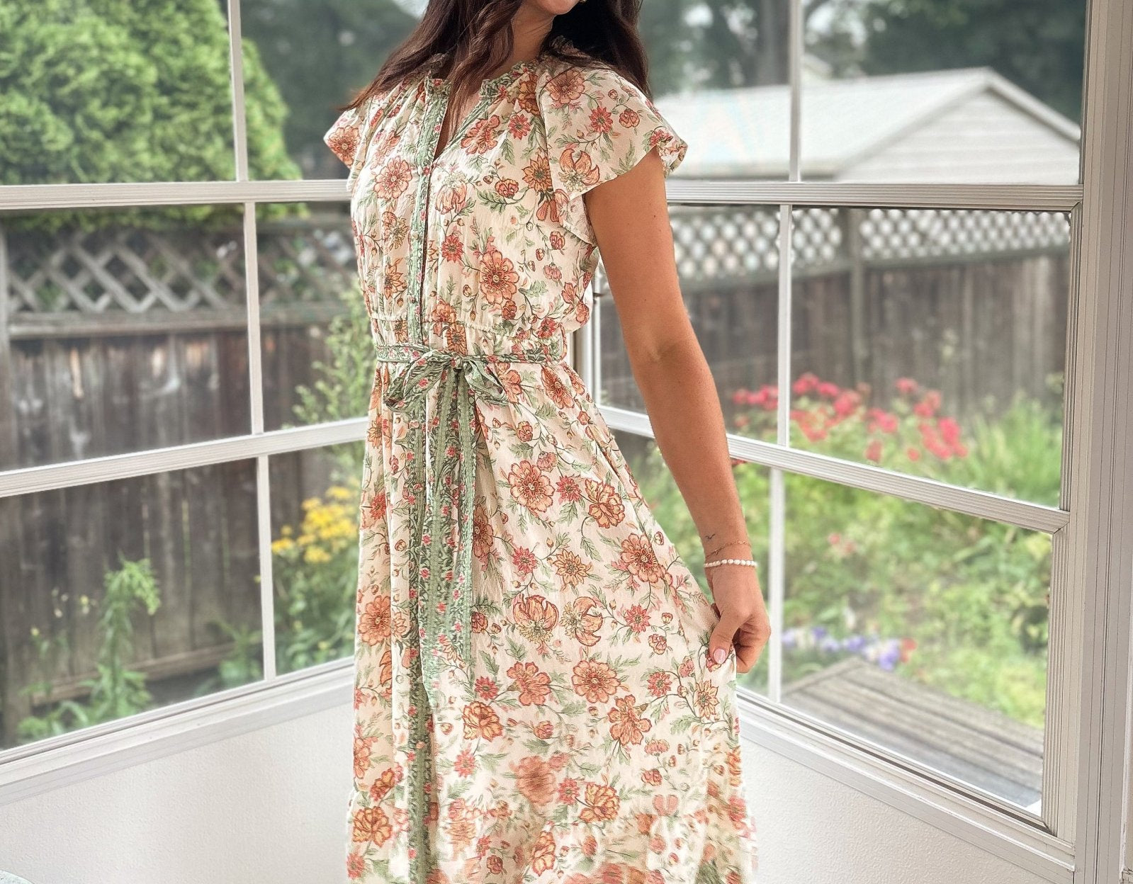 Hera Short Sleeve Belted Midi Dress - Love and Lee Apparel