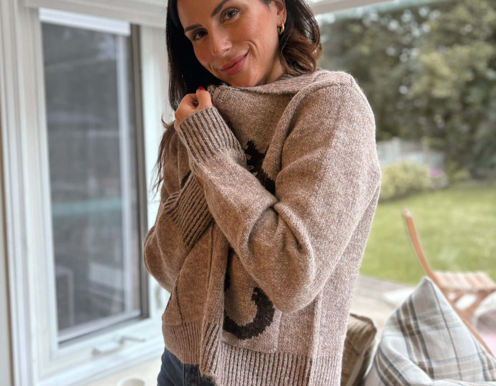 The Cotswold Jacquard Collared Zip-Up Knit Cardigan - Love and Lee Apparel