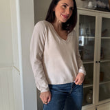 The Aurelie Long Sleeve V - Neck Knit Pullover Sweater - Love and Lee Apparel