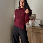 The 'Frosted Cranberry' Boat Neck Dolman Long Sleeve Knit Sweater - Love and Lee Apparel