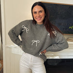 The Naomie Bow Detail Crew Neck Long Sleeve Pullover Sweater - Love and Lee Apparel
