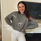 The Naomie Bow Detail Crew Neck Long Sleeve Pullover Sweater - Love and Lee Apparel