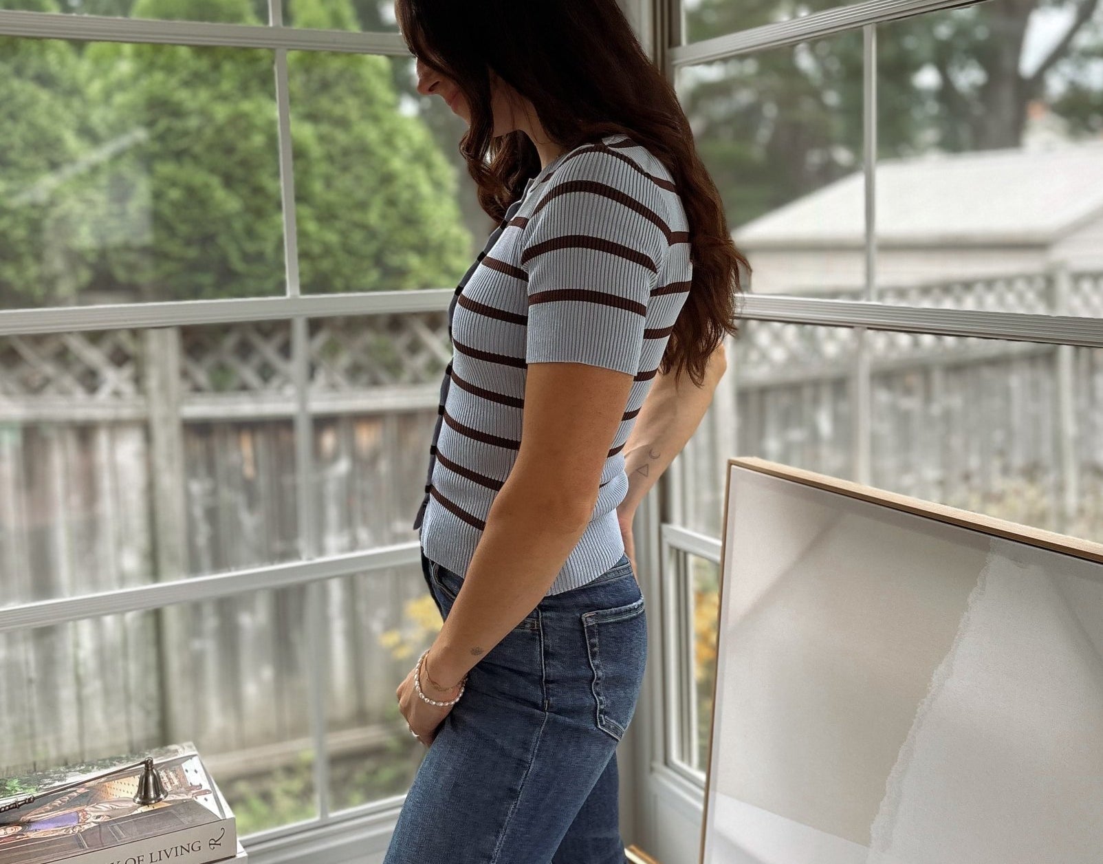 'Collegiate Cutie' Stripe Button Front Split Hem Short Sleeve Top - Love and Lee Apparel