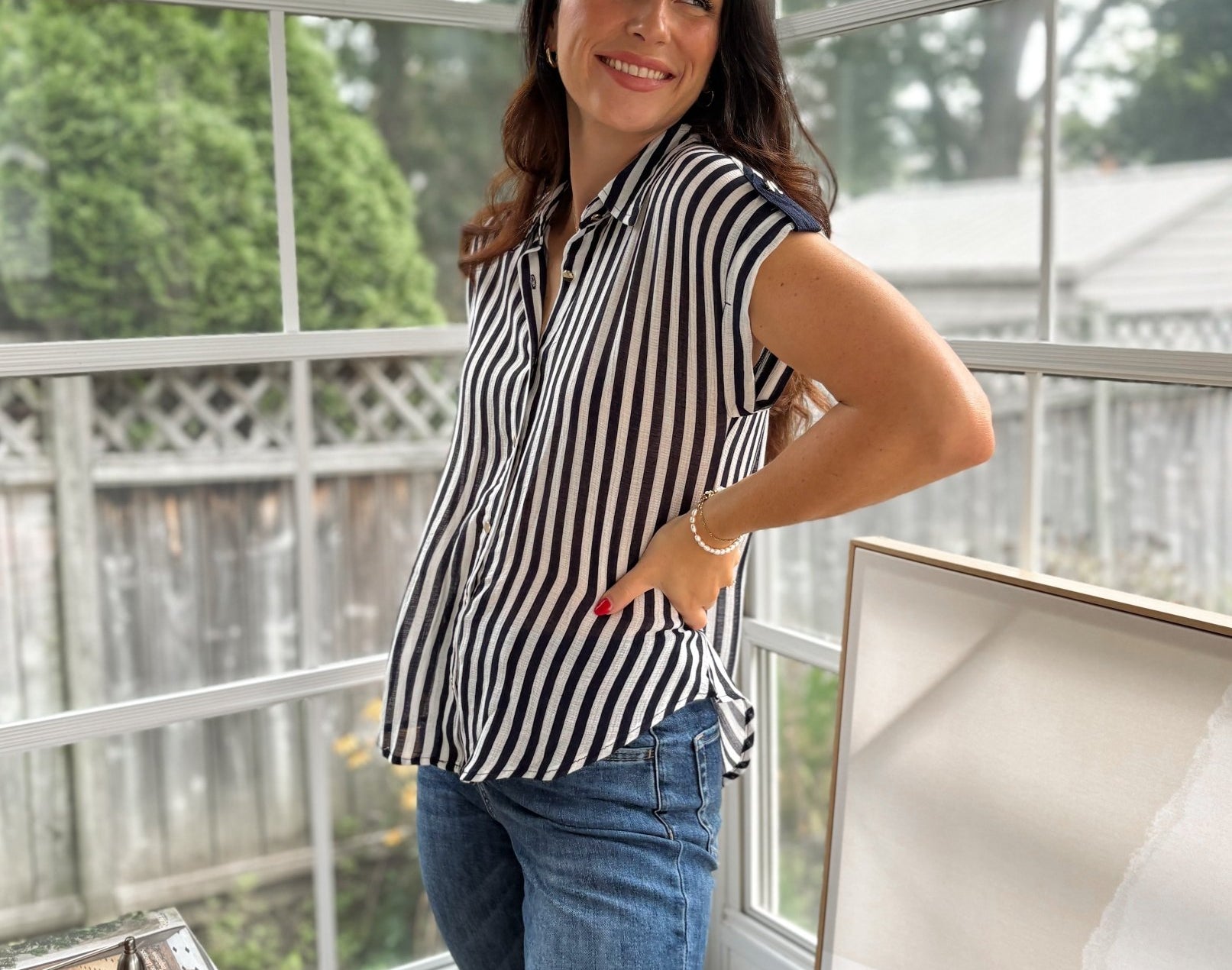 'The Ivy Society' Striped Lightweight Blouse - Love and Lee Apparel