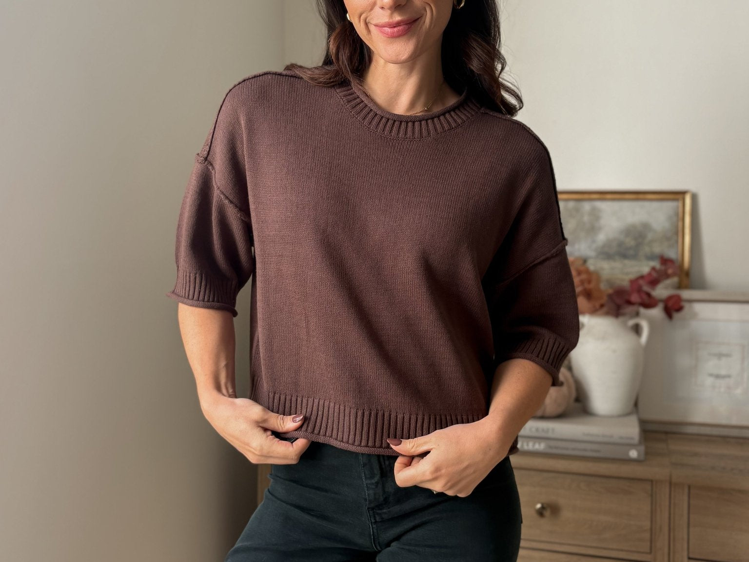 The 'Thyme & Oak' Exposed Seam Drop Shoulder Short Sleeve Pullover - Love and Lee Apparel