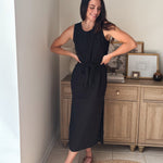 The Peyton Sleeveless Tie Detail Linen Effect Woven Midi Dress - Love and Lee Apparel
