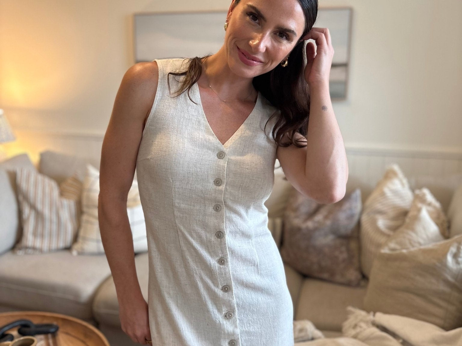 The Keltie V Neck Button Down Dress - Love and Lee Apparel