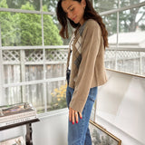 'Freshman Fall' Argyle Mock Neck Button Down Knit Cardigan - Love and Lee Apparel