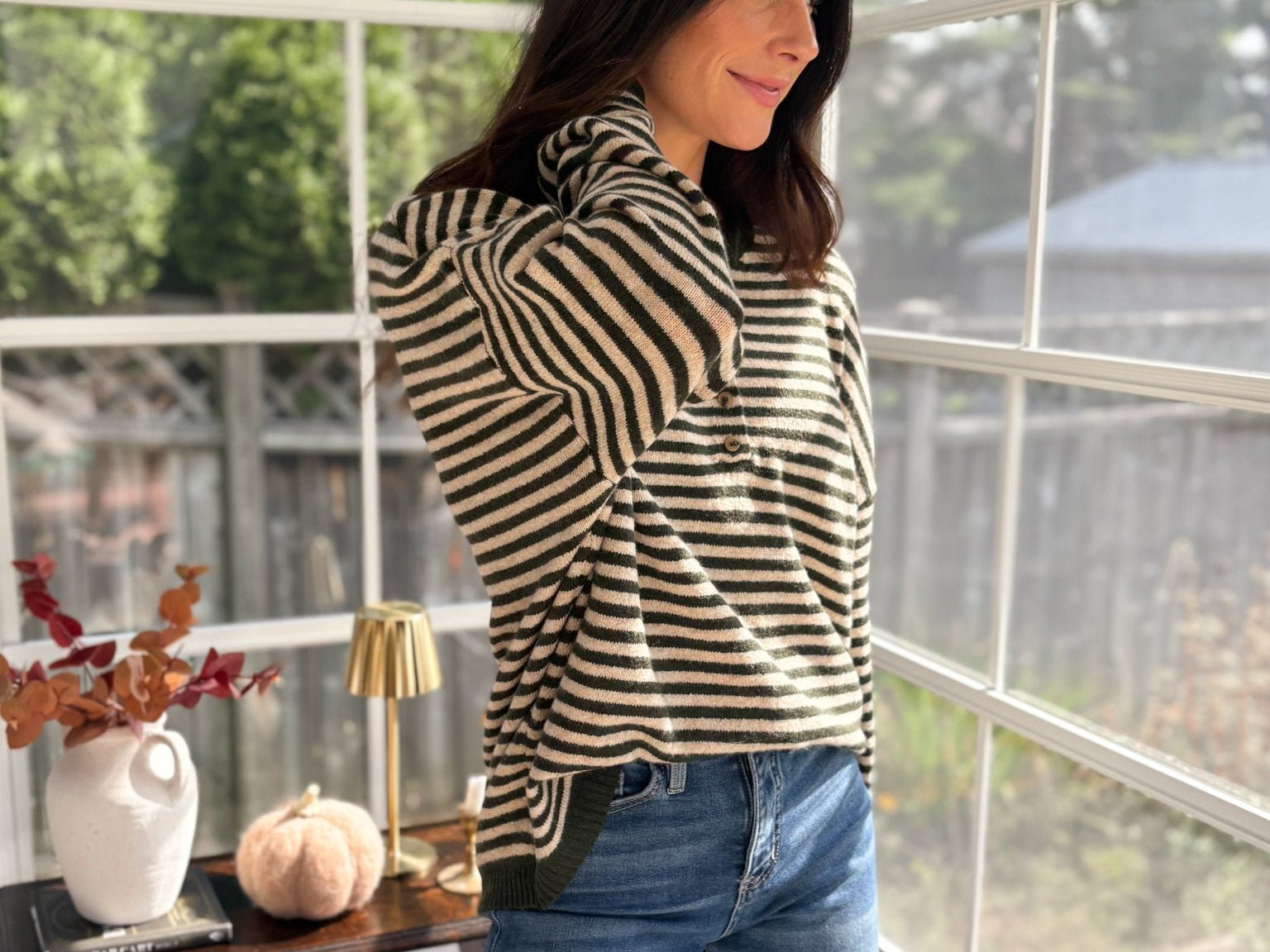 The Cedar Henley Style Drop Shoulder Sweater - Love and Lee Apparel