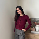 'Pass the Bordeaux' Scalloped Button Down Cardigan - Love and Lee Apparel