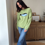 Fish Graphic Long Sleeve Knit Pullover Sweater - Love and Lee Apparel
