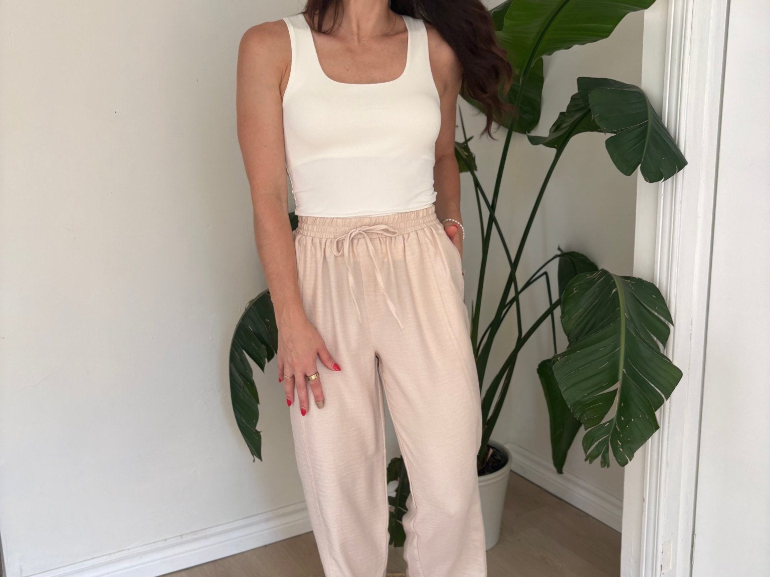 The Maureen Elastic Waist Front Tie Lounge Pants - Love and Lee Apparel
