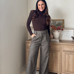 The 'Tweed & Pine' High Waisted Pleated Wide Leg Wool Blend Trousers - Love and Lee Apparel