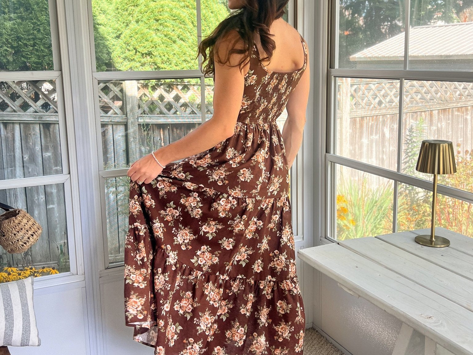 Sloan Floral Front Lace Up Corset Sleeveless Midi Dress - Love and Lee Apparel