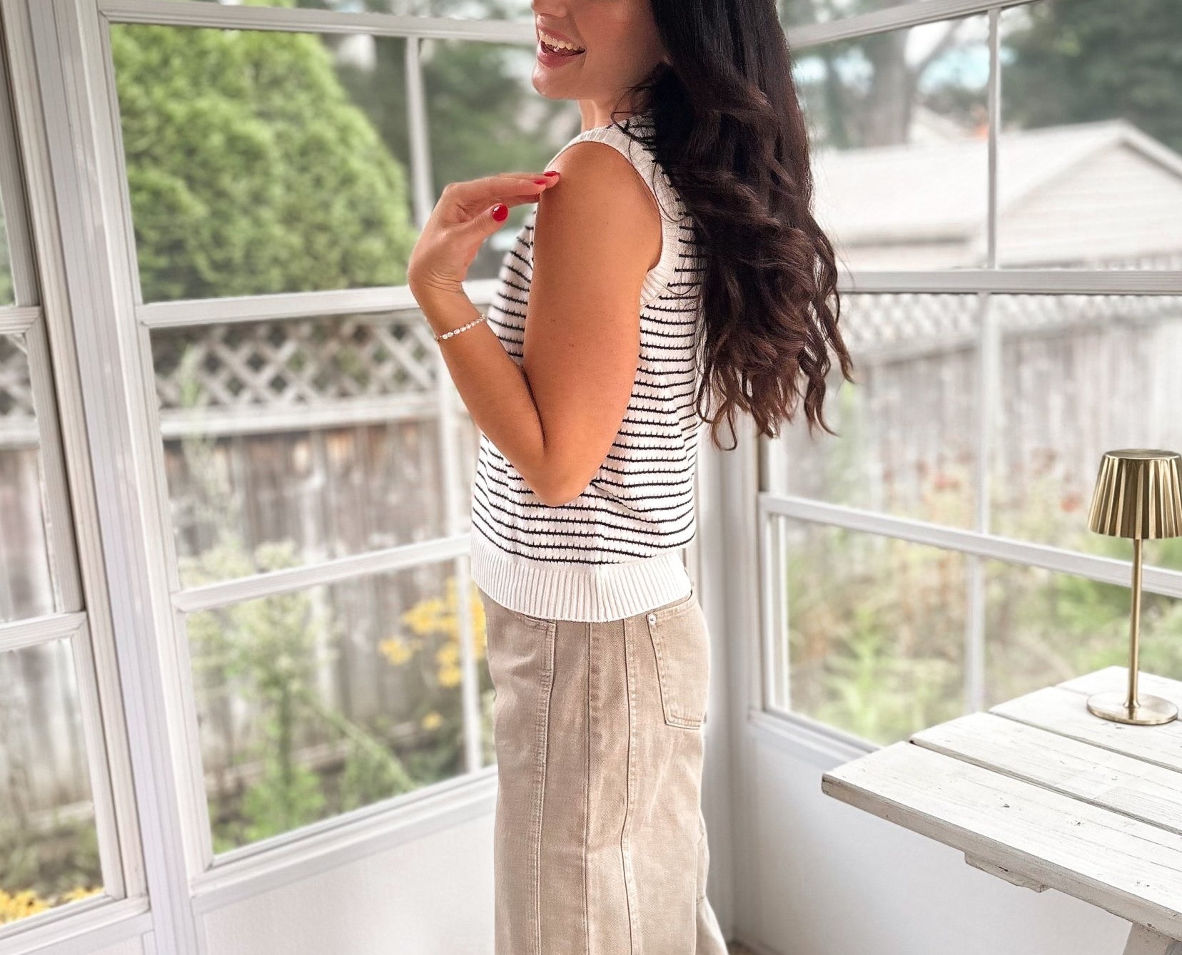 The Agatha Striped Knit Tank Casual Sleeveless Sweater Vest Top - Love and Lee Apparel