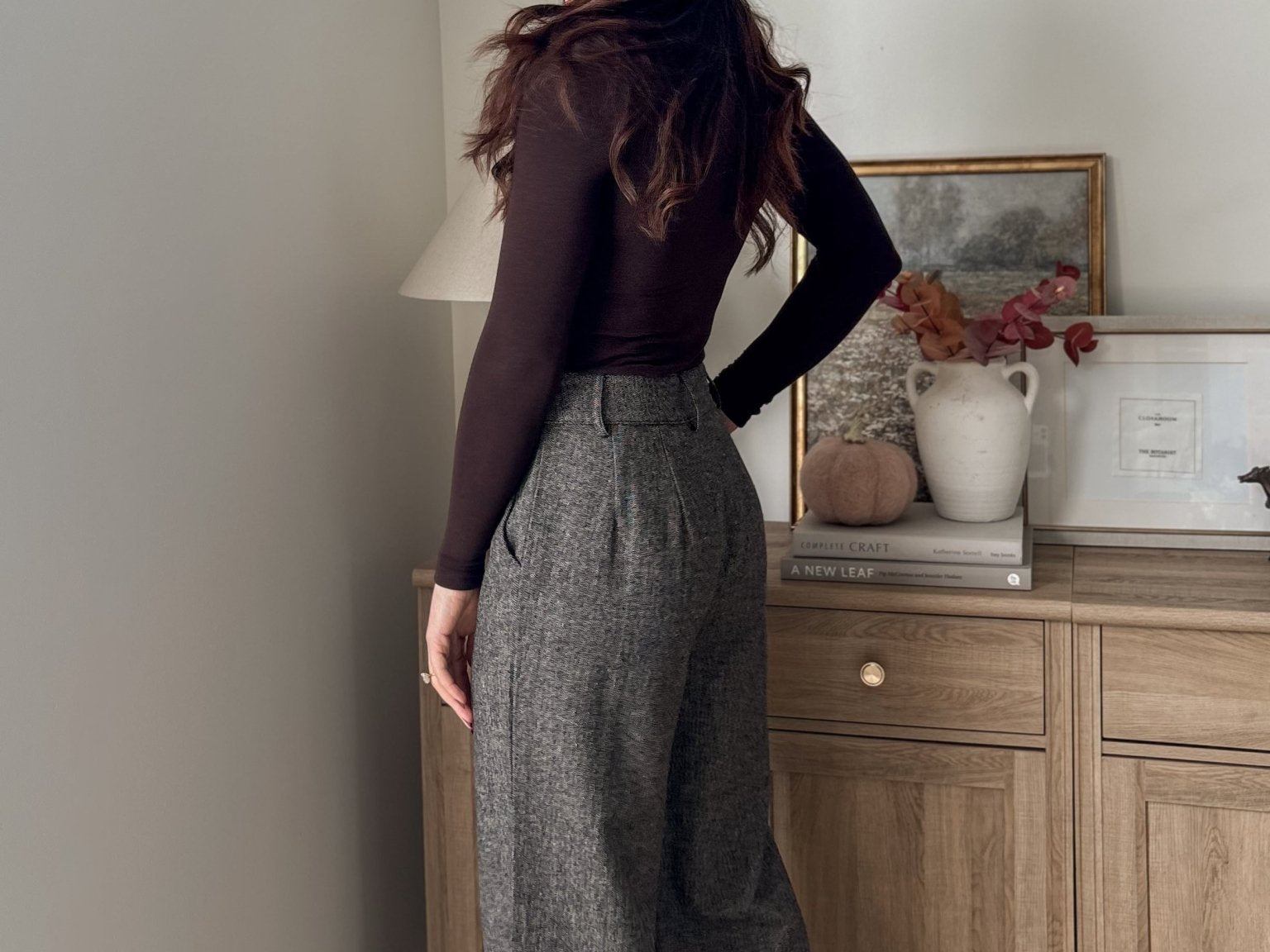 The 'Tweed & Pine' High Waisted Pleated Wide Leg Wool Blend Trousers - Love and Lee Apparel