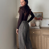 The 'Tweed & Pine' High Waisted Pleated Wide Leg Wool Blend Trousers - Love and Lee Apparel