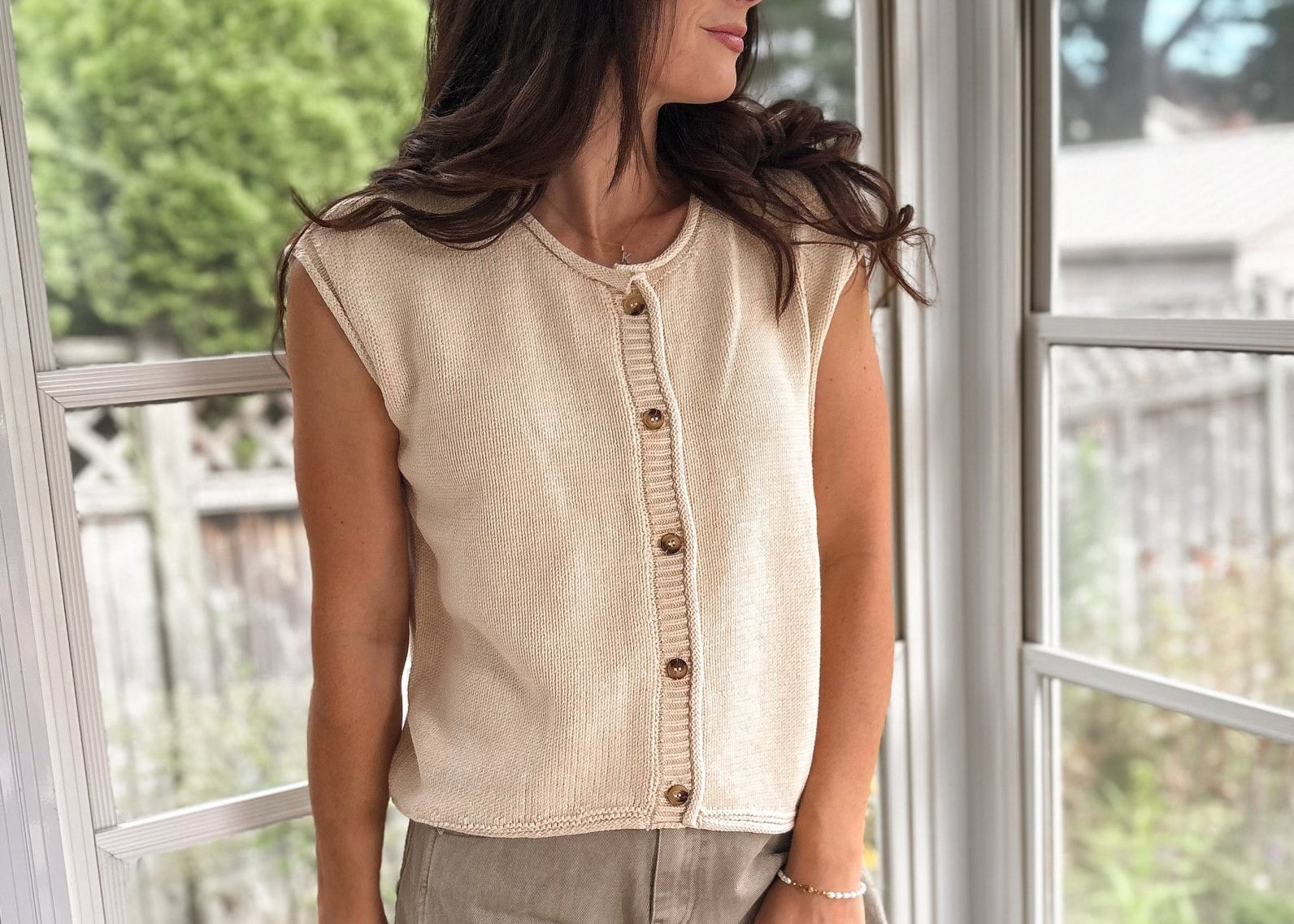 The Sybel Raw Edge Sleeveless Button Down Knit Cardigan - Love and Lee Apparel