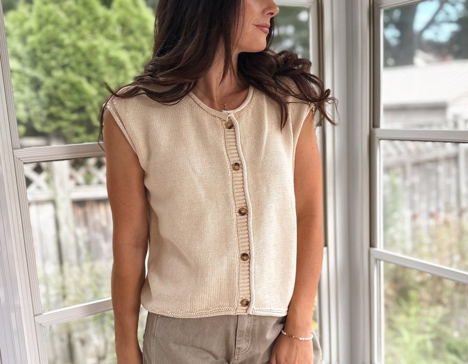 The Sybel Raw Edge Sleeveless Button Down Knit Cardigan - Love and Lee Apparel