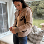 The Cotswold Jacquard Collared Zip-Up Knit Cardigan - Love and Lee Apparel