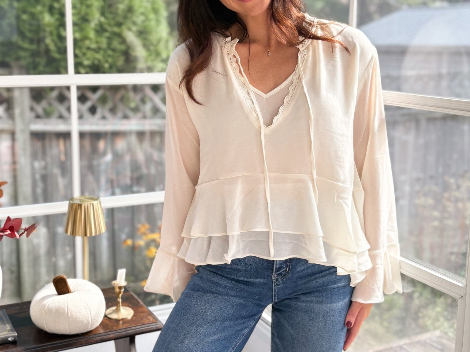 Oak & Ember Tiered Ruffle Long Sleeve Top - Love and Lee Apparel