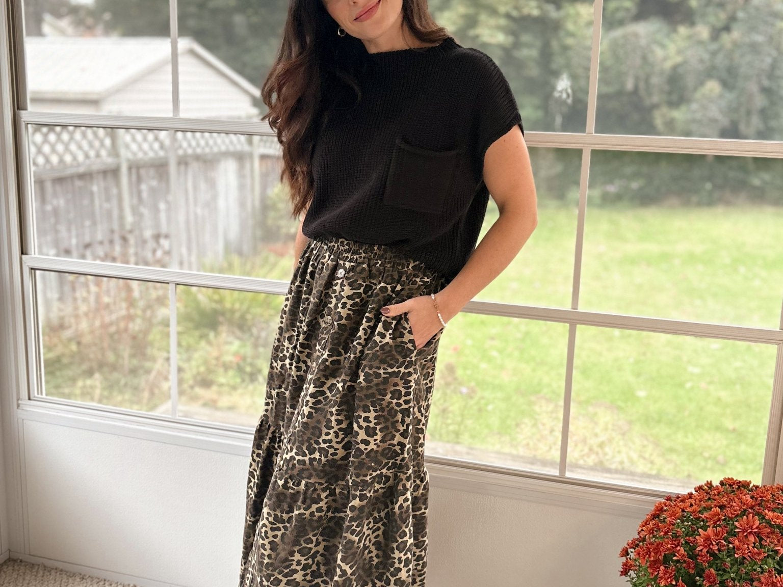 The Eliza Button Down Leopard Printed Midi Skirt - Love and Lee Apparel