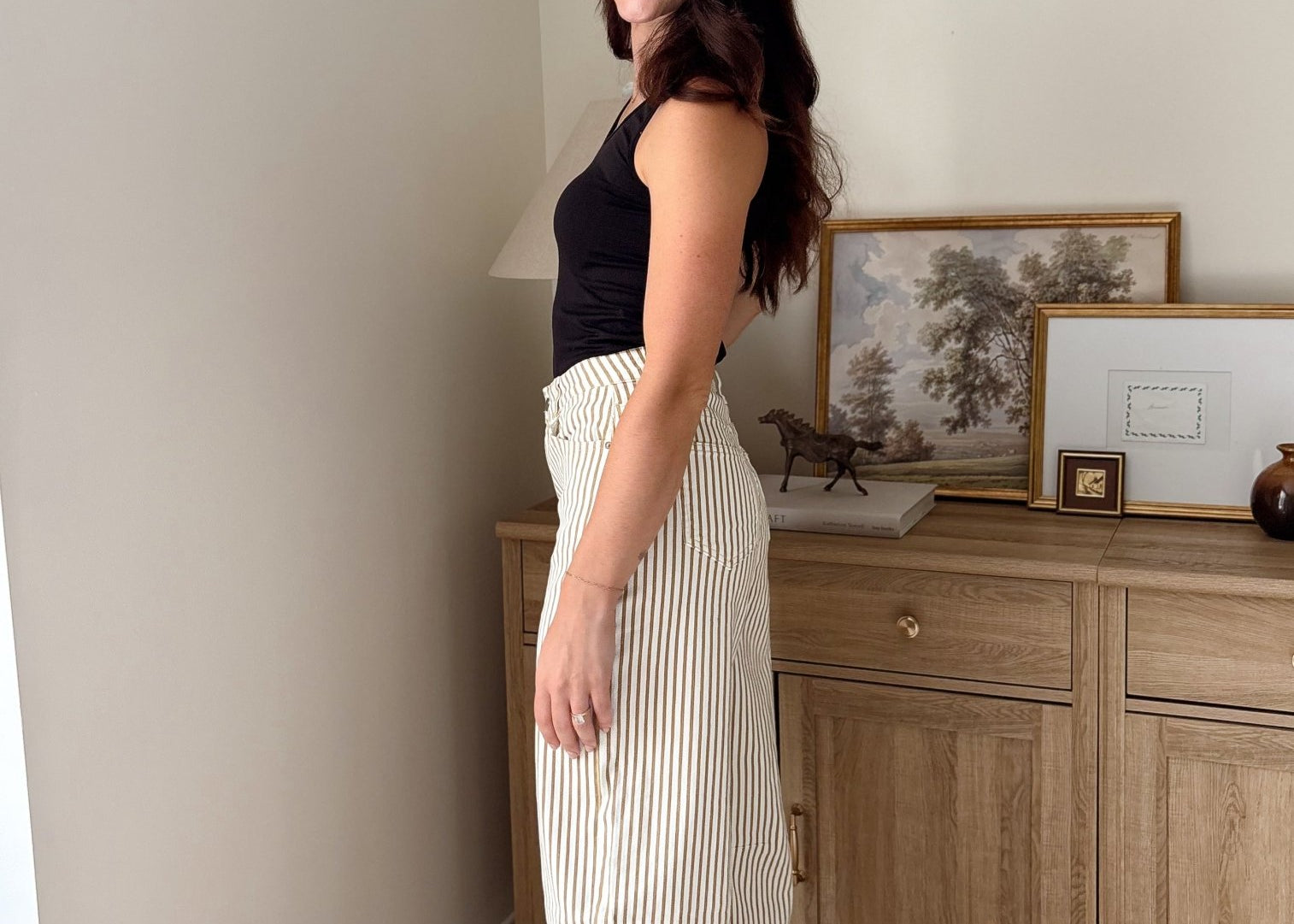 The Cecelia Stripe Cotton Barrel Jeans Casual High Waist Pants - Love and Lee Apparel
