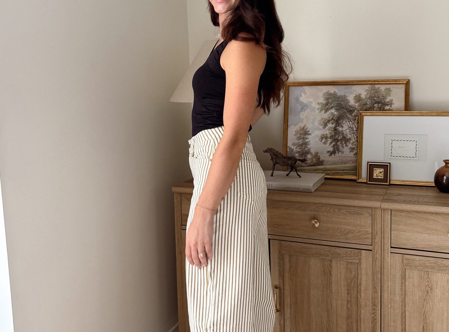 The Cecelia Stripe Cotton Barrel Jeans Casual High Waist Pants - Love and Lee Apparel