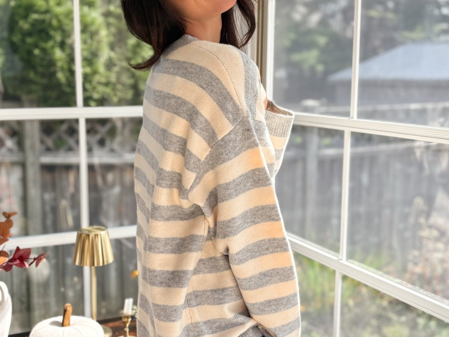 Morning Mist Striped Button Down Boxy Knit Cardigan - Love and Lee Apparel