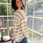 Morning Mist Striped Button Down Boxy Knit Cardigan - Love and Lee Apparel