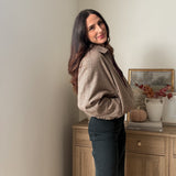 The 'Long Weekend' Raglan Zip-Up Cropped Balloon Hem Jacket - Love and Lee Apparel